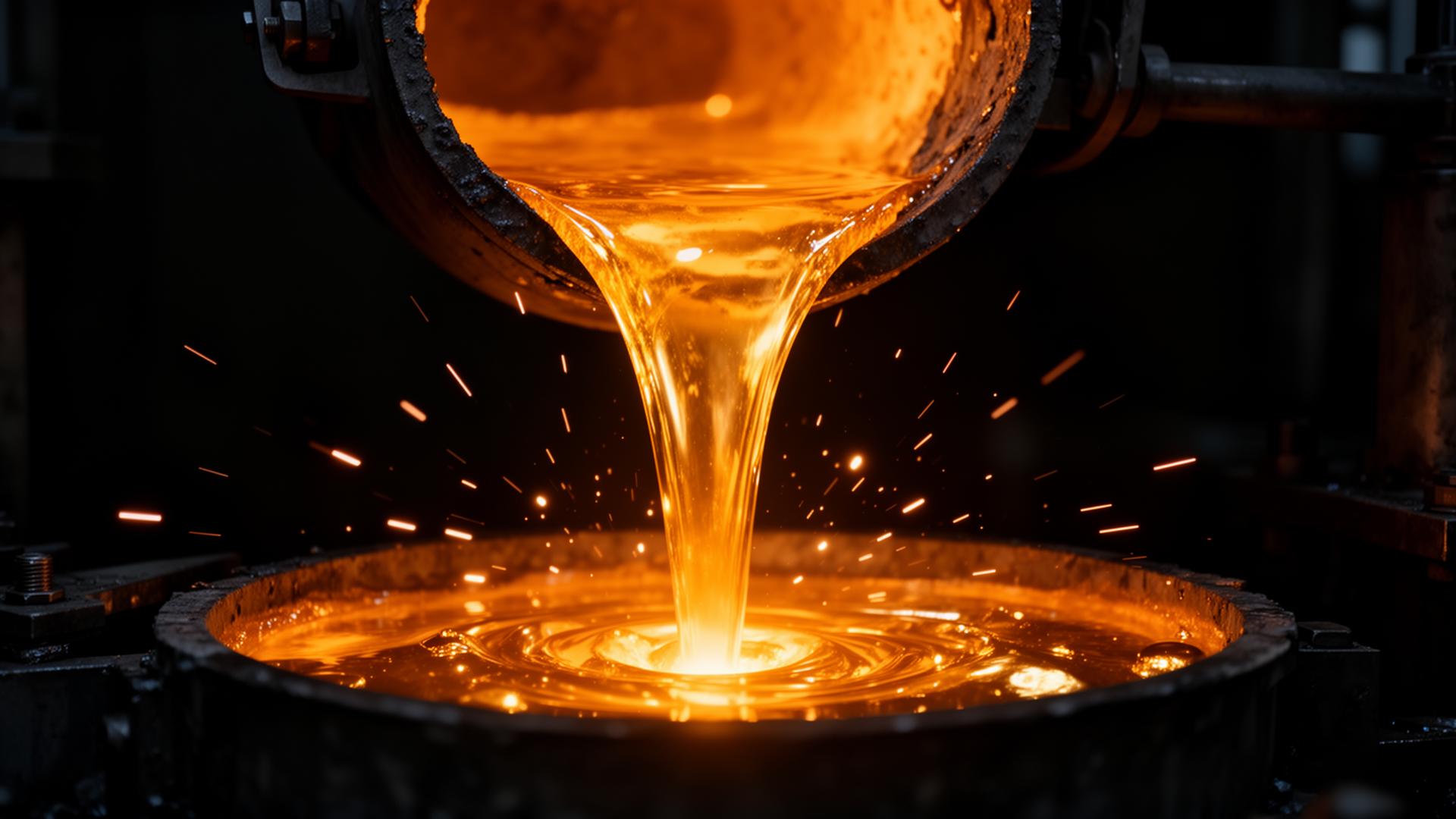 Molten gold pour at Vorrex refinery